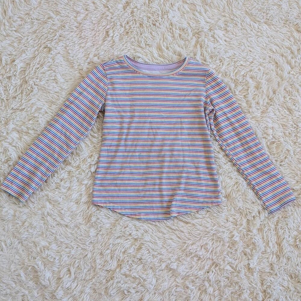 Wonder Nation Girls Size 4-5 Rainbow Striped Long Sleeve Shirt